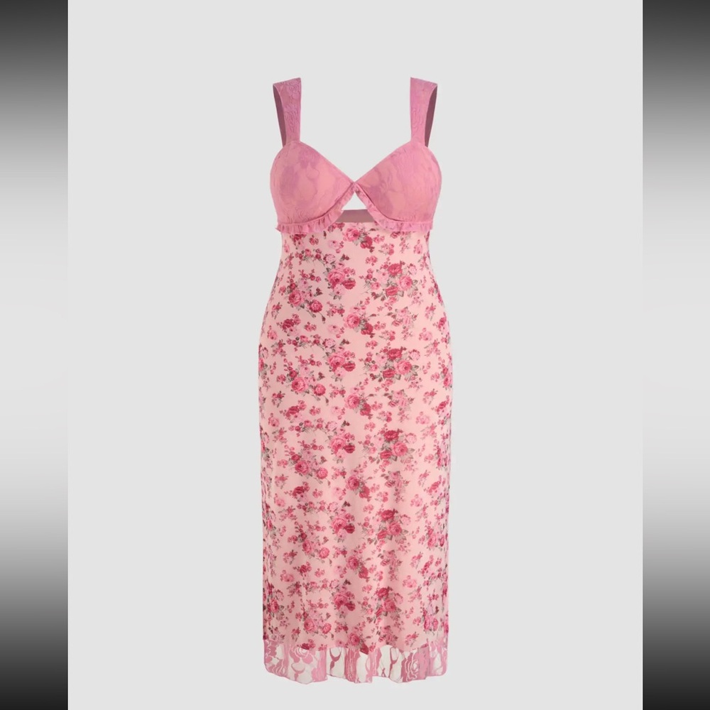 Floral Pink Sleeveless Dress